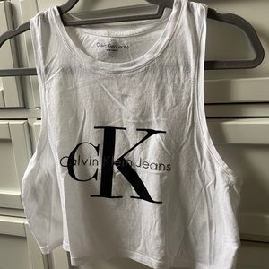 Calvin Klein Jeans White Crop Tank